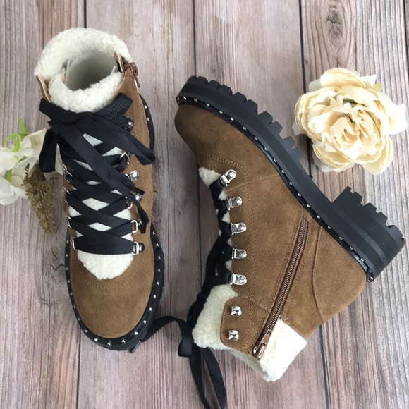 Steve Madden Brown Suede Lace-Up Hiker Booties 6M - Picture 3 of 8